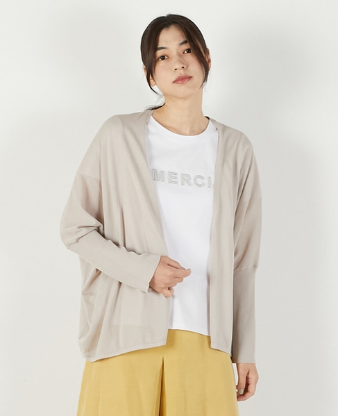 【RYNYシアー天竺ワイドトッパーカーディガン】 詳細画像 グレイッシュベージュ 1