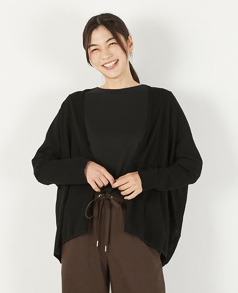 【RYNYシアー天竺ワイドトッパーカーディガン】 詳細画像 ブラック 1