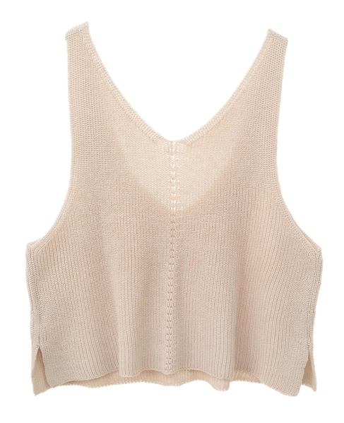【麻タッチ片畦キャミ型ベスト】 詳細画像 ベージュ 10