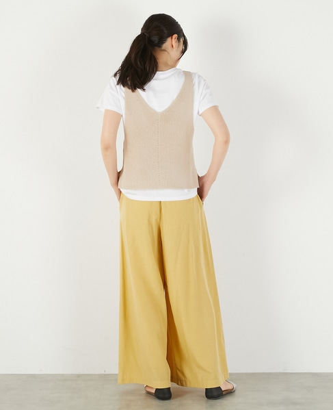 【麻タッチ片畦キャミ型ベスト】 詳細画像 ベージュ 5