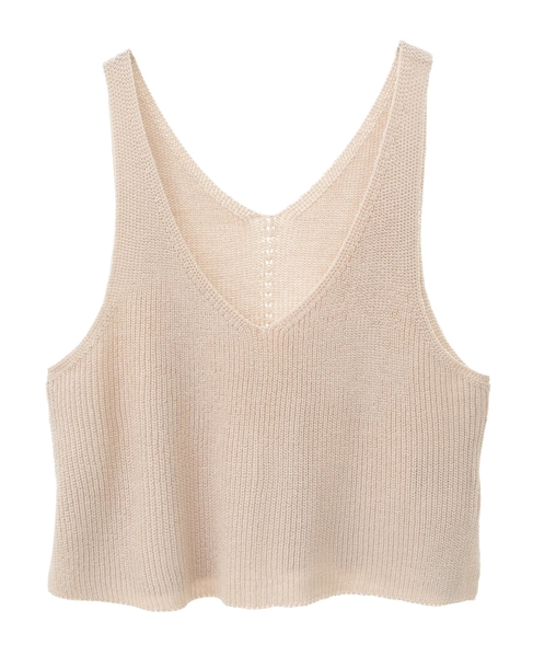【麻タッチ片畦キャミ型ベスト】 詳細画像 ベージュ 9