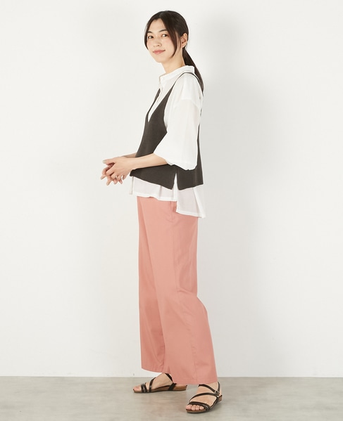 【麻タッチ片畦キャミ型ベスト】 詳細画像 チャコールグレー 3