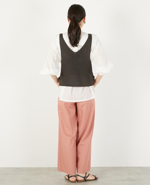 【麻タッチ片畦キャミ型ベスト】 詳細画像 チャコールグレー 5