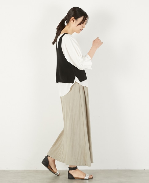 【麻タッチ片畦キャミ型ベスト】 詳細画像 ブラック 5