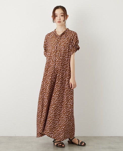 【ドットPtタックスリーブタイワンピース】 詳細画像 ブラウン 10