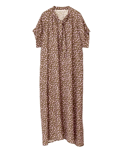 【ドットPtタックスリーブタイワンピース】 詳細画像 ブラウン 11