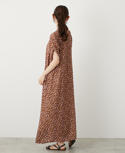 【ドットPtタックスリーブタイワンピース】 詳細画像 ブラウン 4