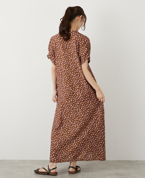 【ドットPtタックスリーブタイワンピース】 詳細画像 ブラウン 5
