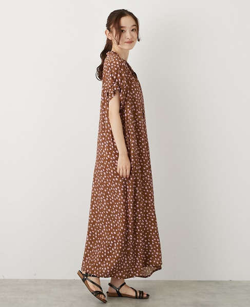 【ドットPtタックスリーブタイワンピース】 詳細画像 ブラウン 8
