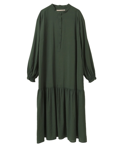 【モダールエステルクレープ切替ワンピース】 詳細画像 モスグリーン 9