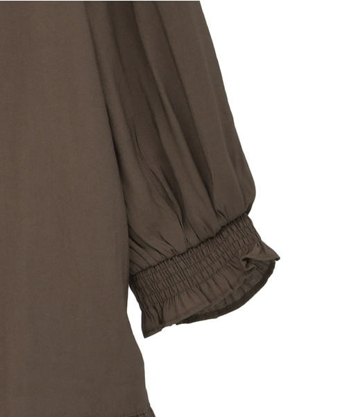 【モダールエステルクレープ切替ワンピース】 詳細画像 ブラウン 11