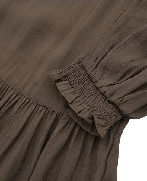 【モダールエステルクレープ切替ワンピース】 詳細画像 ブラウン 12