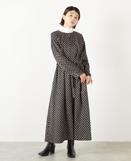 【小紋プリントフレアワンピース】