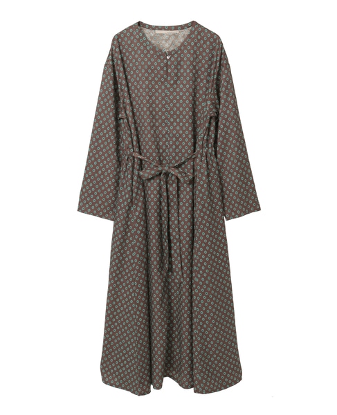 【小紋プリントフレアワンピース】 詳細画像 ブラウン 11