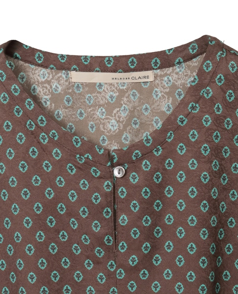 【小紋プリントフレアワンピース】 詳細画像 ブラウン 13