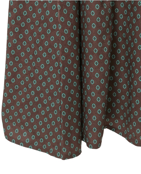 【小紋プリントフレアワンピース】 詳細画像 ブラウン 16