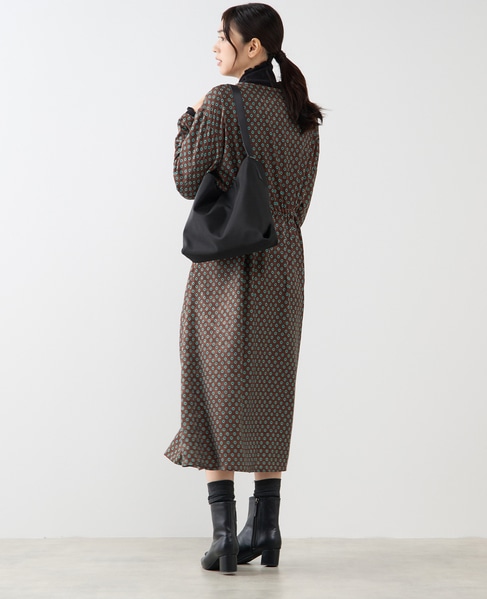 【小紋プリントフレアワンピース】 詳細画像 ブラウン 5