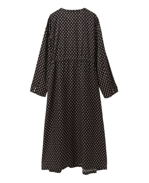 【小紋プリントフレアワンピース】 詳細画像 ブラック 10
