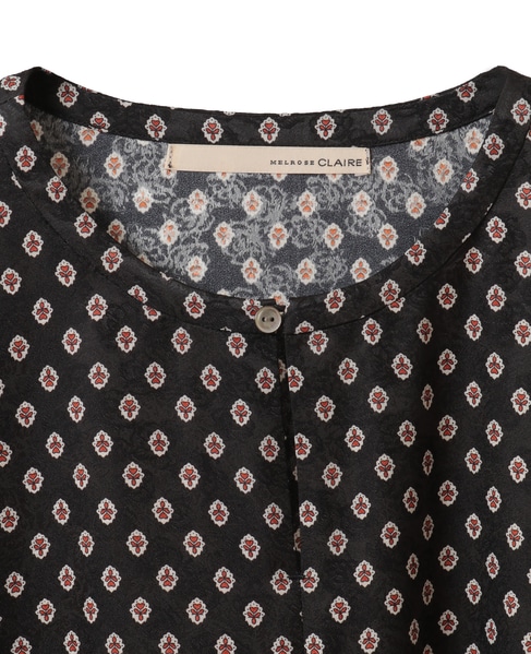 【小紋プリントフレアワンピース】 詳細画像 ブラック 11