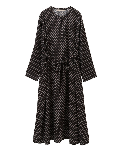 【小紋プリントフレアワンピース】 詳細画像 ブラック 9