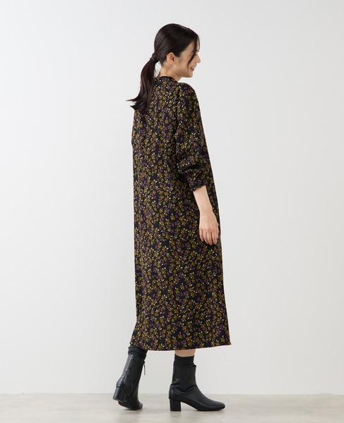 【ボタニカルプリントシャツワンピース】 詳細画像 ブラック 4