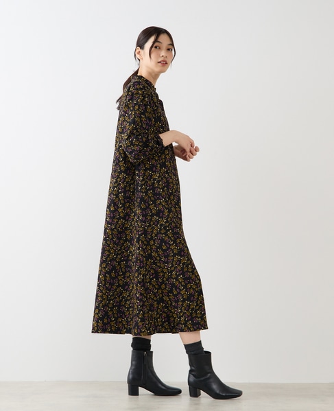 【ボタニカルプリントシャツワンピース】 詳細画像 ブラック 6