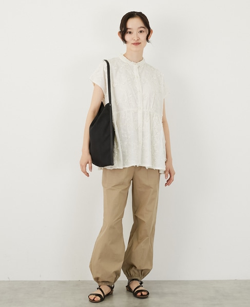 【コットンローン3D刺しゅうバンドカラーブラウス】 詳細画像 キナリ 7