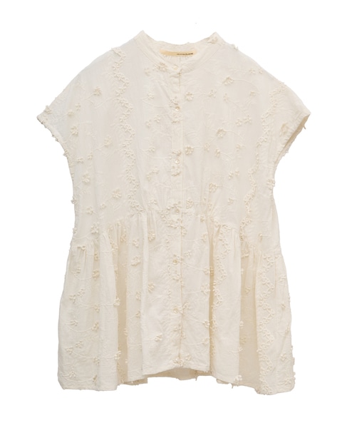 【コットンローン3D刺しゅうバンドカラーブラウス】 詳細画像 キナリ 8