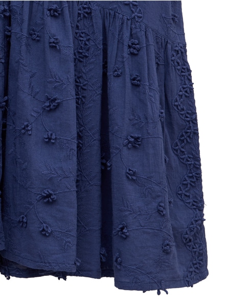 【コットンローン3D刺しゅうバンドカラーブラウス】 詳細画像 ブルー 12