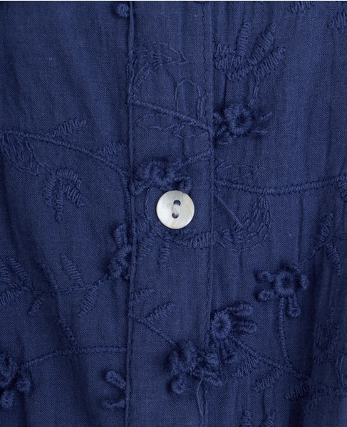 【コットンローン3D刺しゅうバンドカラーブラウス】 詳細画像 ブルー 13