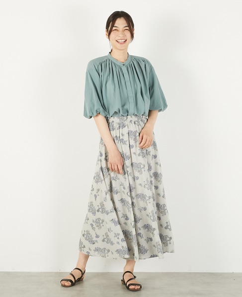 【バルーンスリーブシャツ】 詳細画像 ブルーグリーン 2