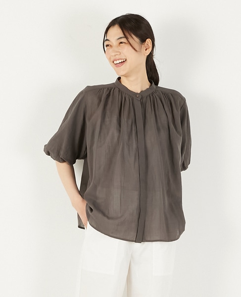 【バルーンスリーブシャツ】 詳細画像 チャコールグレー 1
