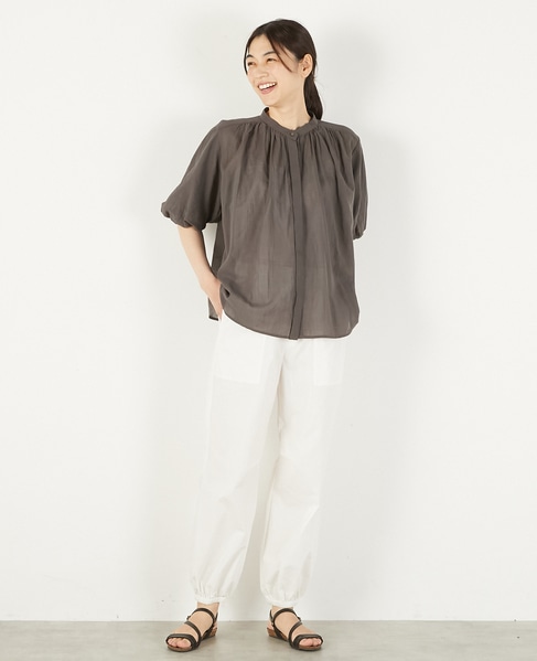 【バルーンスリーブシャツ】 詳細画像 チャコールグレー 2