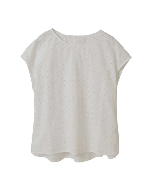 【コットンカットワーク刺しゅうブラウス】 詳細画像 オフホワイト 10