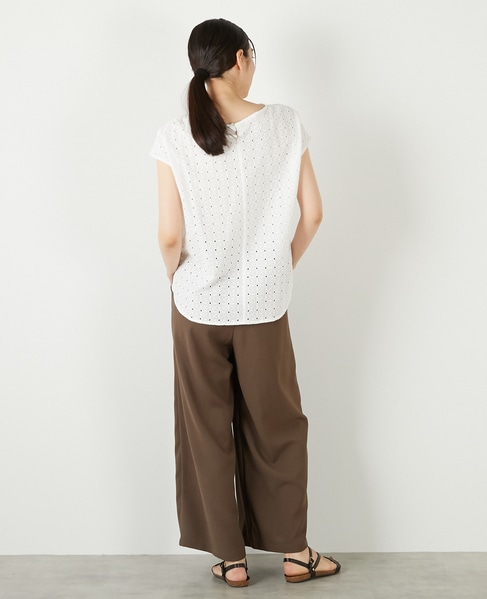 【コットンカットワーク刺しゅうブラウス】 詳細画像 オフホワイト 5