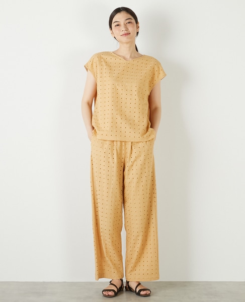 【コットンカットワーク刺しゅうブラウス】 詳細画像 イエロー 2