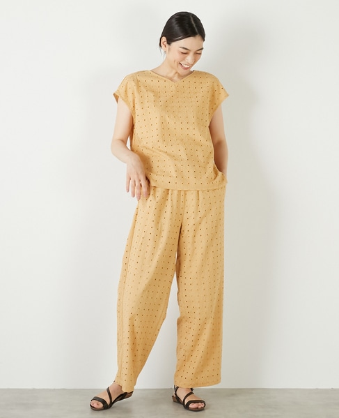 【コットンカットワーク刺しゅうブラウス】 詳細画像 イエロー 3