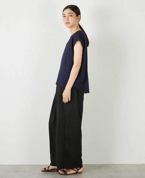 【コットンカットワーク刺しゅうブラウス】 詳細画像 ネイビー 3