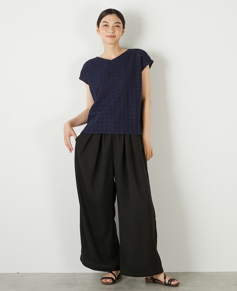 【コットンカットワーク刺しゅうブラウス】 詳細画像 ネイビー 7