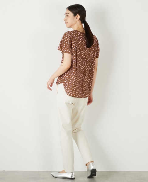 【ドットPtスクエアスキッパーブラウス】 詳細画像 ブラウン 5