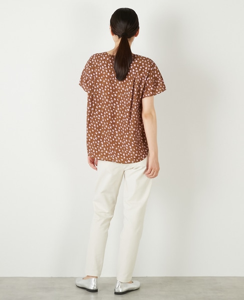【ドットPtスクエアスキッパーブラウス】 詳細画像 ブラウン 6