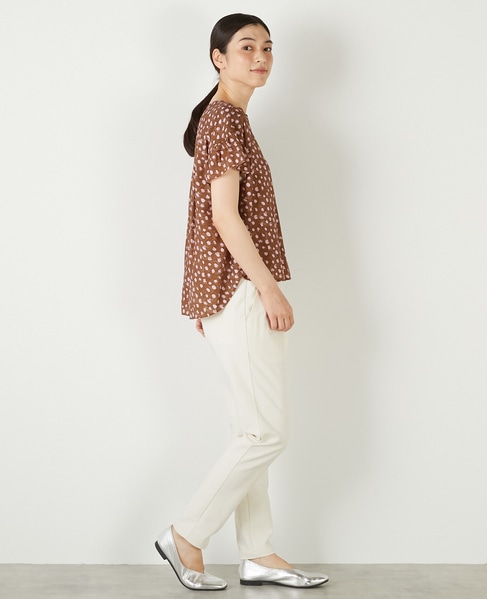 【ドットPtスクエアスキッパーブラウス】 詳細画像 ブラウン 7
