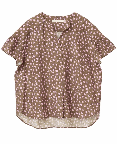 【ドットPtスクエアスキッパーブラウス】 詳細画像 ブラウン 9
