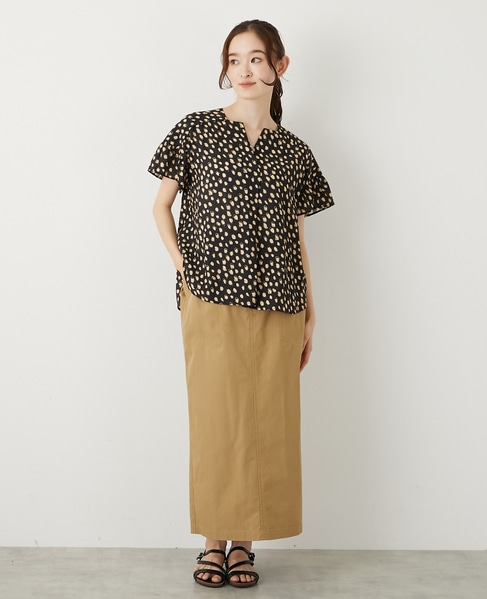 【ドットPtスクエアスキッパーブラウス】 詳細画像 ブラック 2