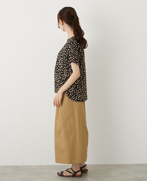 【ドットPtスクエアスキッパーブラウス】 詳細画像 ブラック 4