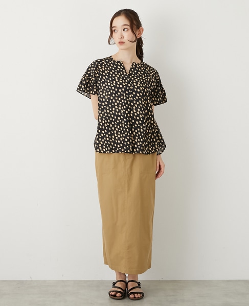 【ドットPtスクエアスキッパーブラウス】 詳細画像 ブラック 7