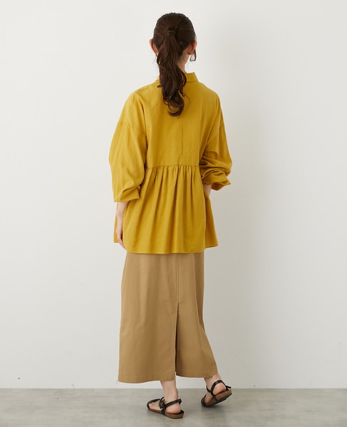 【テンセル綿麻ローン切替ギャザーシャツ】 詳細画像 マスタード 6