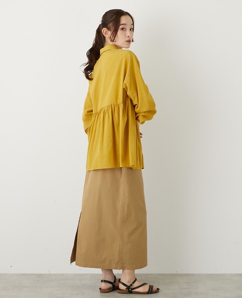 【テンセル綿麻ローン切替ギャザーシャツ】 詳細画像 マスタード 7