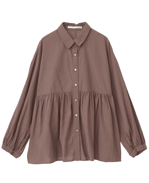 【テンセル綿麻ローン切替ギャザーシャツ】 詳細画像 ブラウン 8