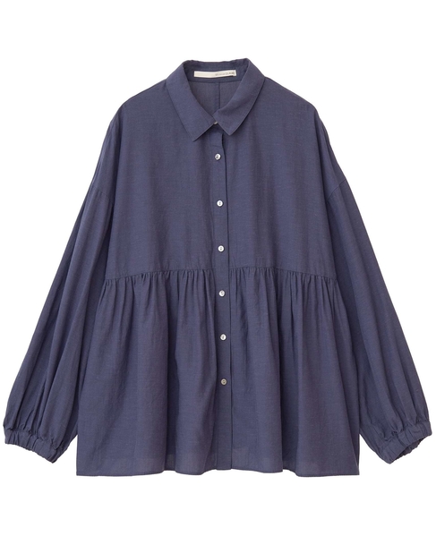 【テンセル綿麻ローン切替ギャザーシャツ】 詳細画像 ネイビー 10